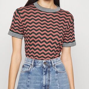 Max Mara Crew neck Chevron Herringbone Short Sleeve Sweater